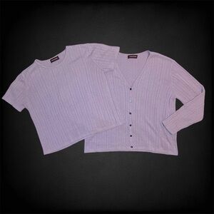 Nordstrom Lavender Knit Cardigan and Top Set